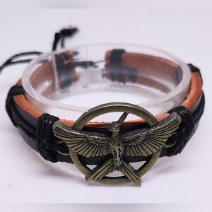 Men's Bracelet Leather Brass‎ Eagle NEW f57